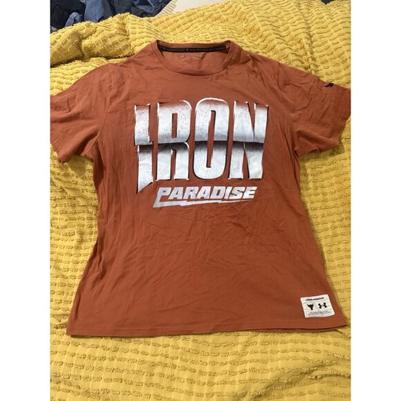 NWT Under Armour Project Rock Iron Paradise Men's 2XL XXL Orange S/S T-shirt - Picture 1 of 4